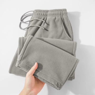 Double-sided Fleece! Retro Military Green Straight-leg Pants Women Loose Thickened Warm Drawstring Casual Wide-leg Pants Men